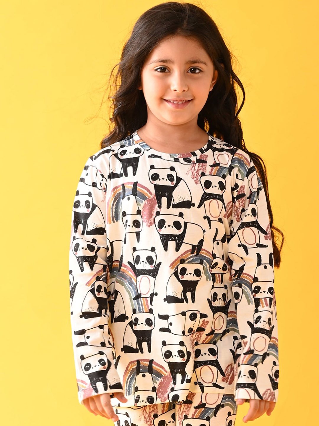 

Anthrilo Girls White & Black Printed Night suit