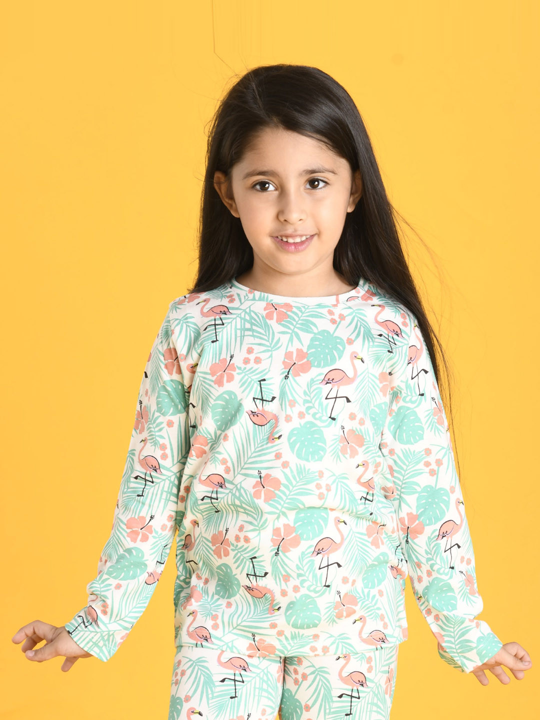 

Anthrilo Girls White & Pink Printed Night suit
