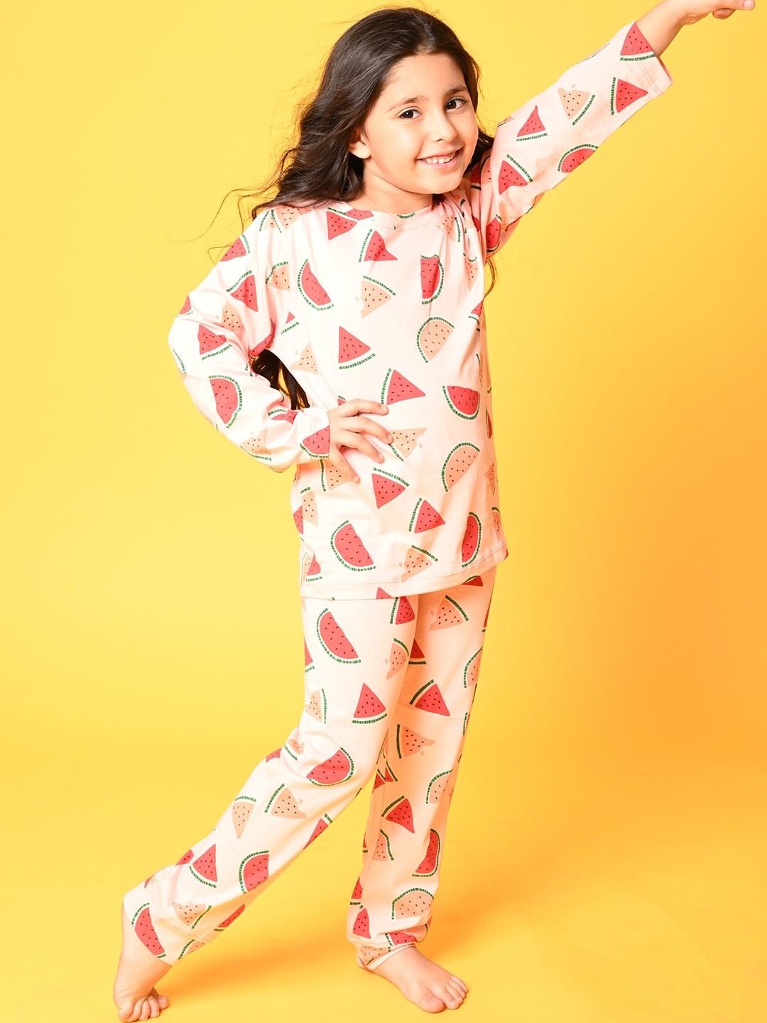 

Anthrilo Girls Printed Pure Cotton Night suit, Pink