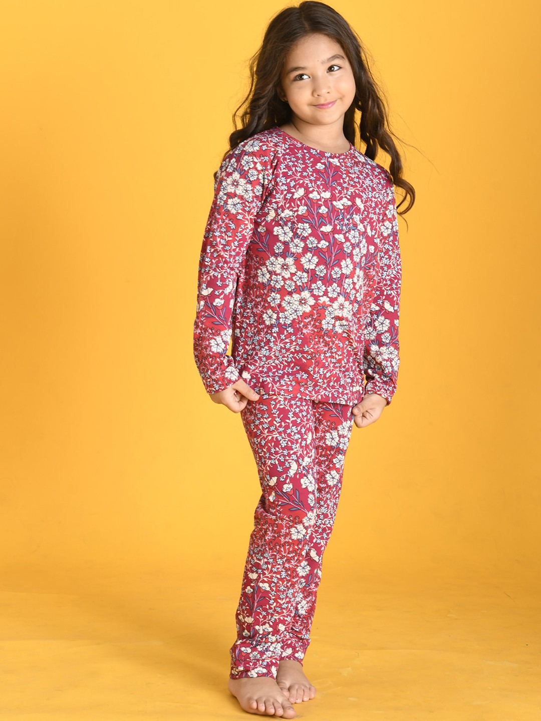 

Anthrilo Girls Printed Pure Cotton Night Suit, Red