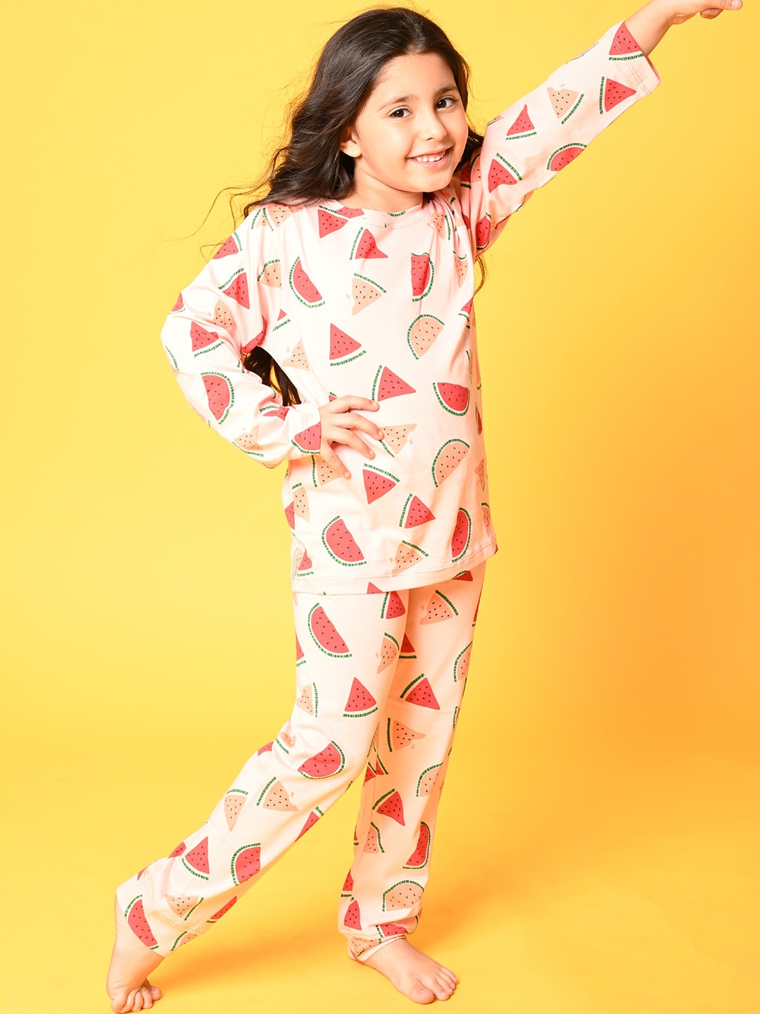 

Anthrilo Girls Pink & Red Printed Pure Cotton Night Suit