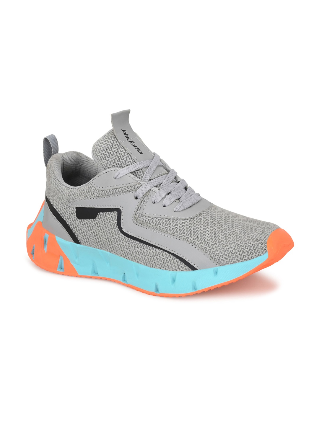 

John Karsun Men Colourblocked Mesh Lace-Ups Sneakers, Grey