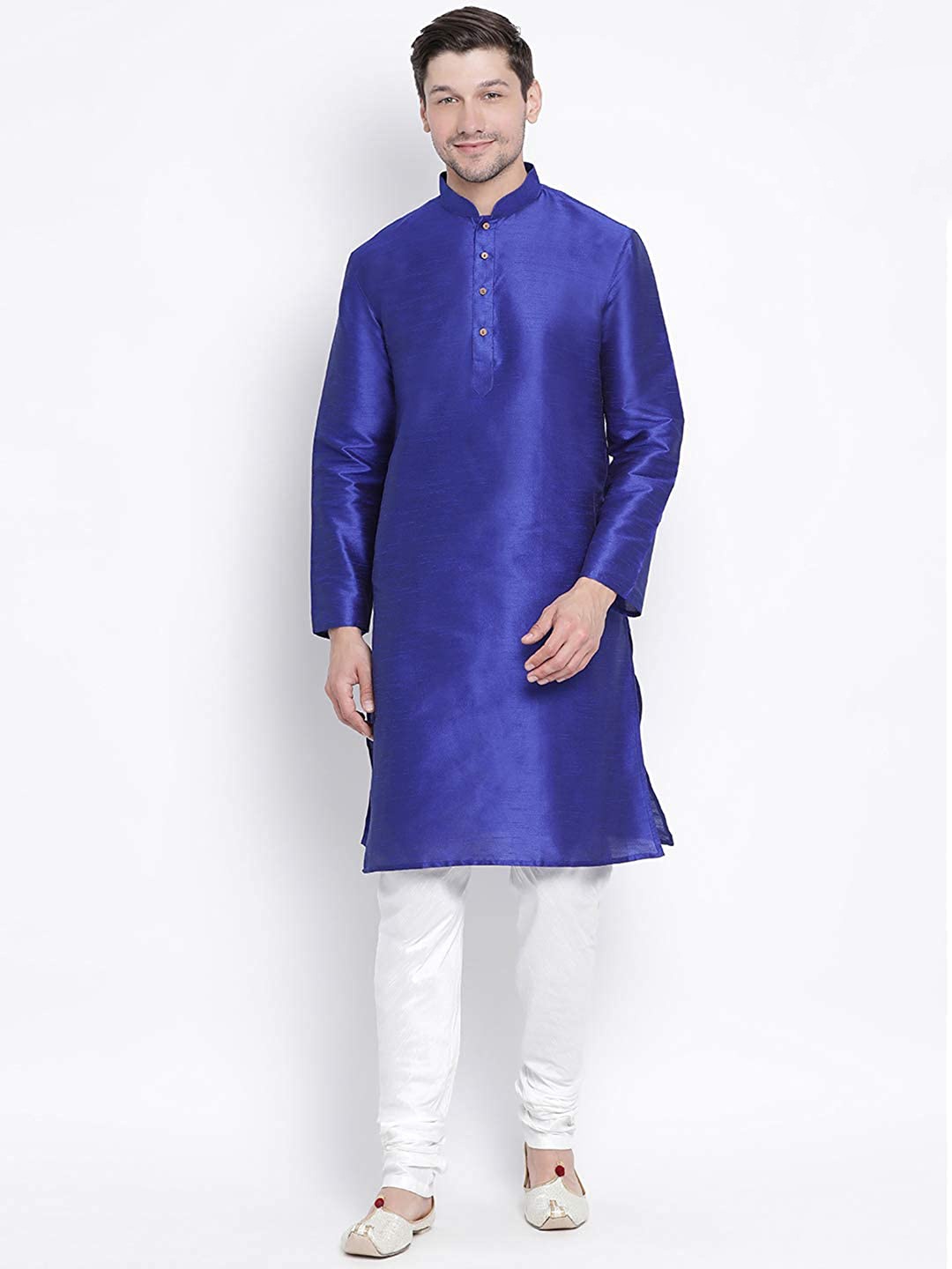 

Royal Kurta Men Regular Dupion Silk Kurta with Pyjamas, Blue