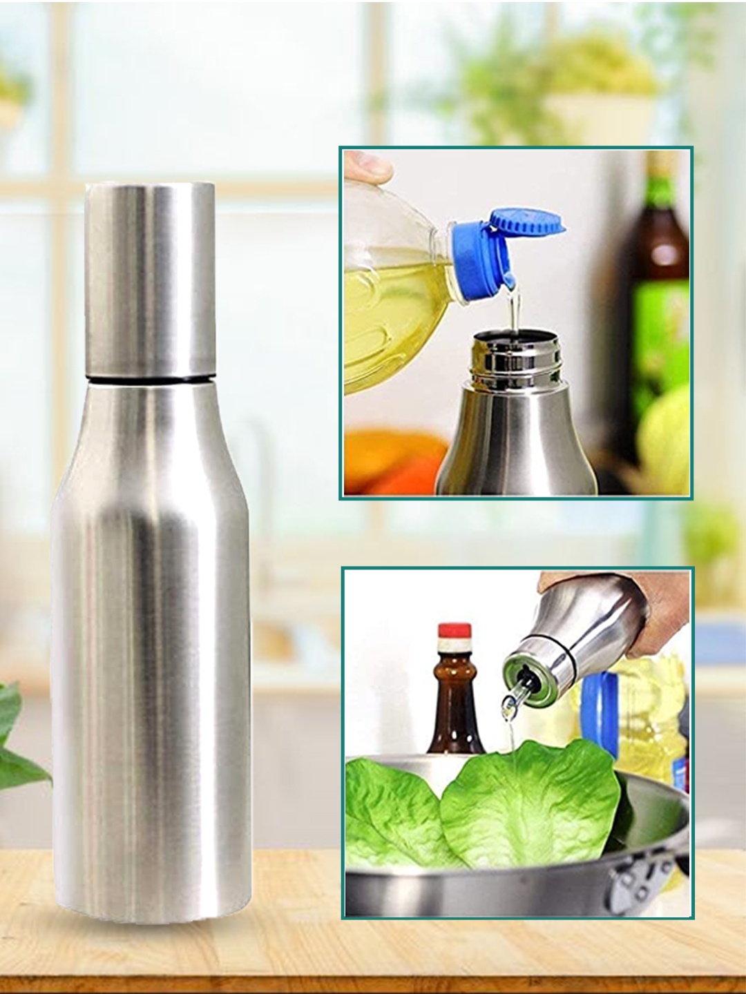 

DREAM WEAVERZ Silver-Toned Stainless Steel Vinegar & Oil Dispenser 1 L