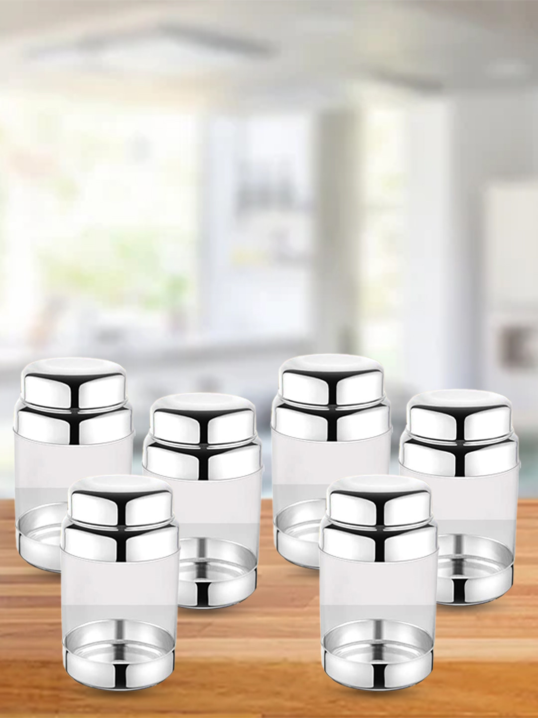 

DREAM WEAVERZ Set of 6 Stainless Steel Kitchen Storage Containers 400 ml Each, Silver