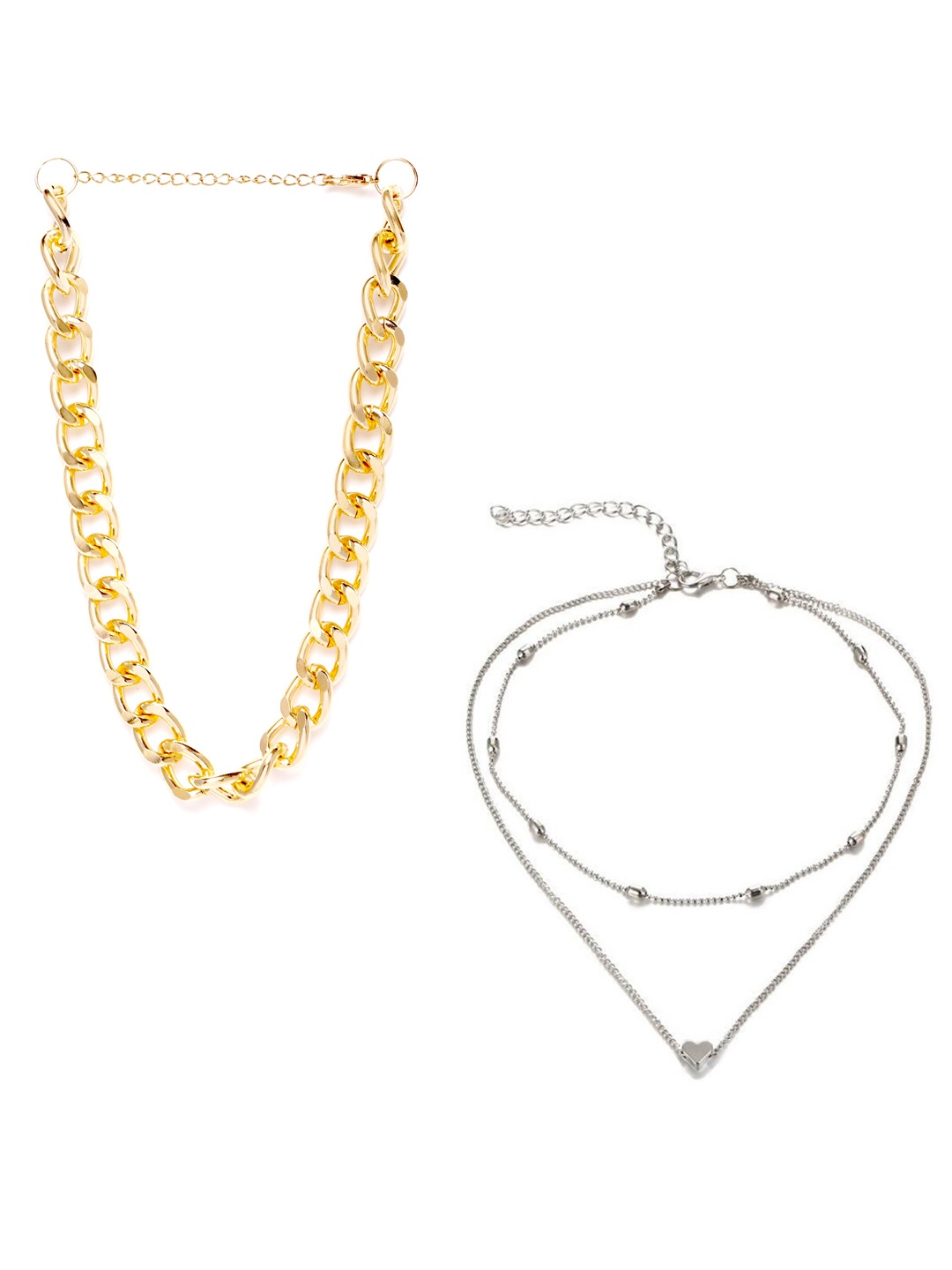 

Jewels Galaxy Set Of 2 Gold-Toned & Silver-Toned Gold-Plated Necklace