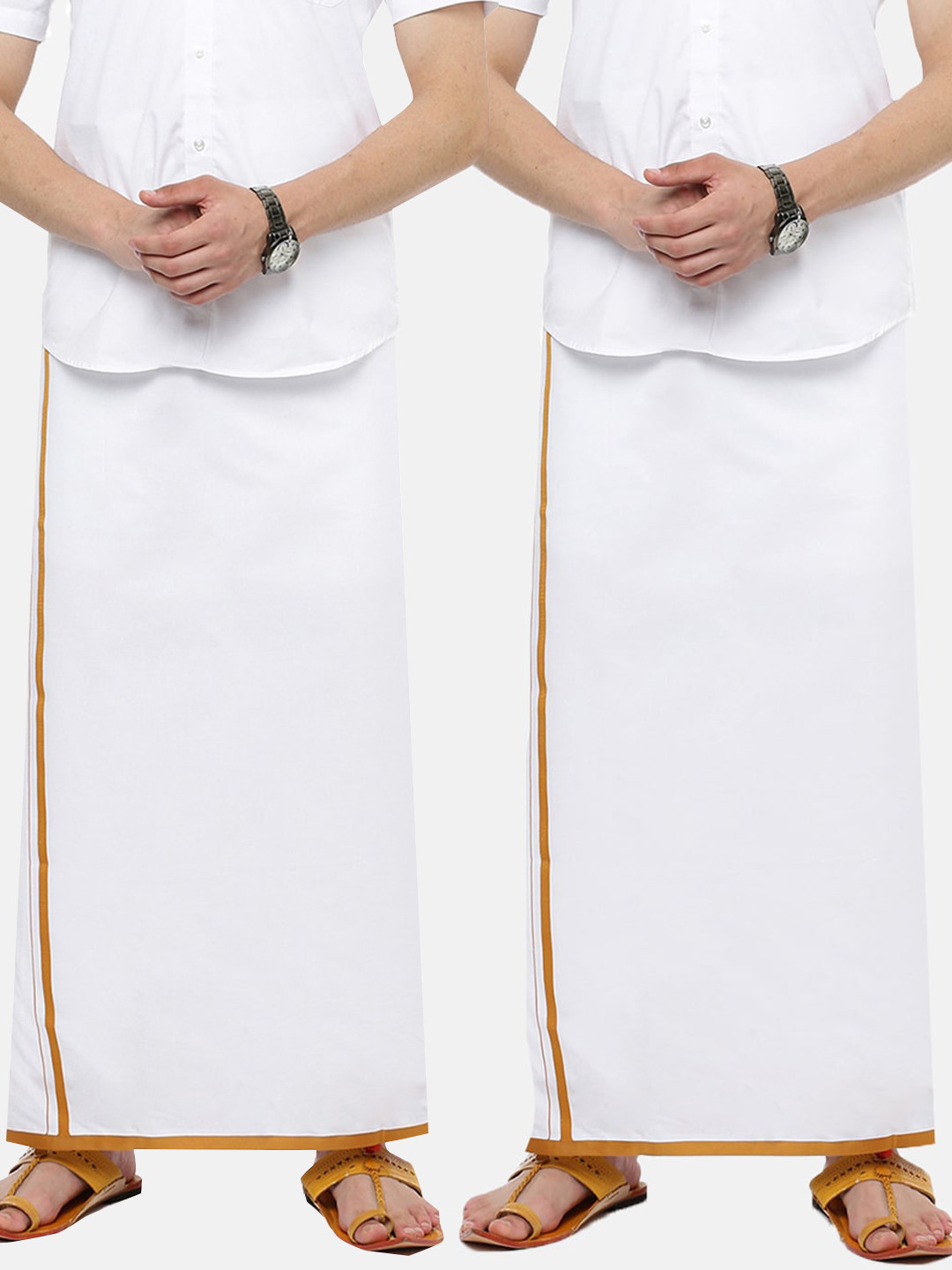 

Ramraj Men Pack Of 2 White Solid Single Layer Dhotis