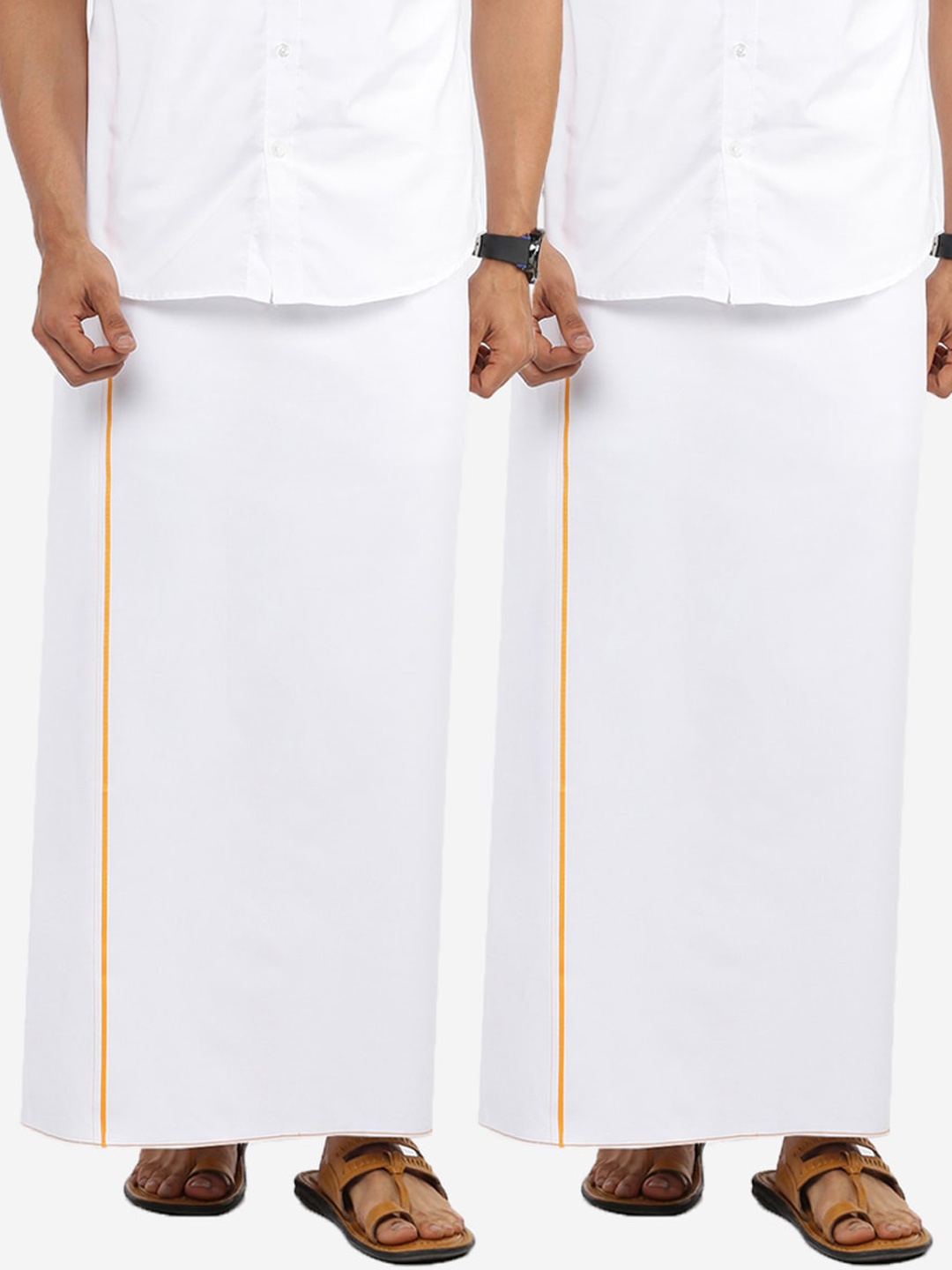 

Ramraj Men Pack Of 2 White Solid Cotton Dhotis