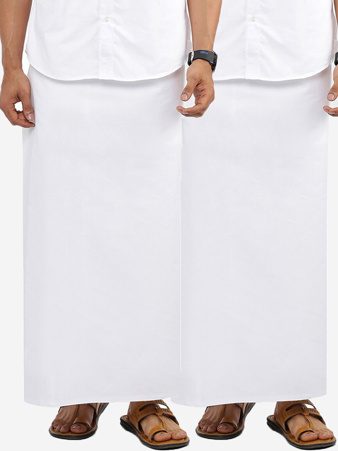 

Ramraj Men Pack Of 2 White Solid Pure Cotton Dhotis