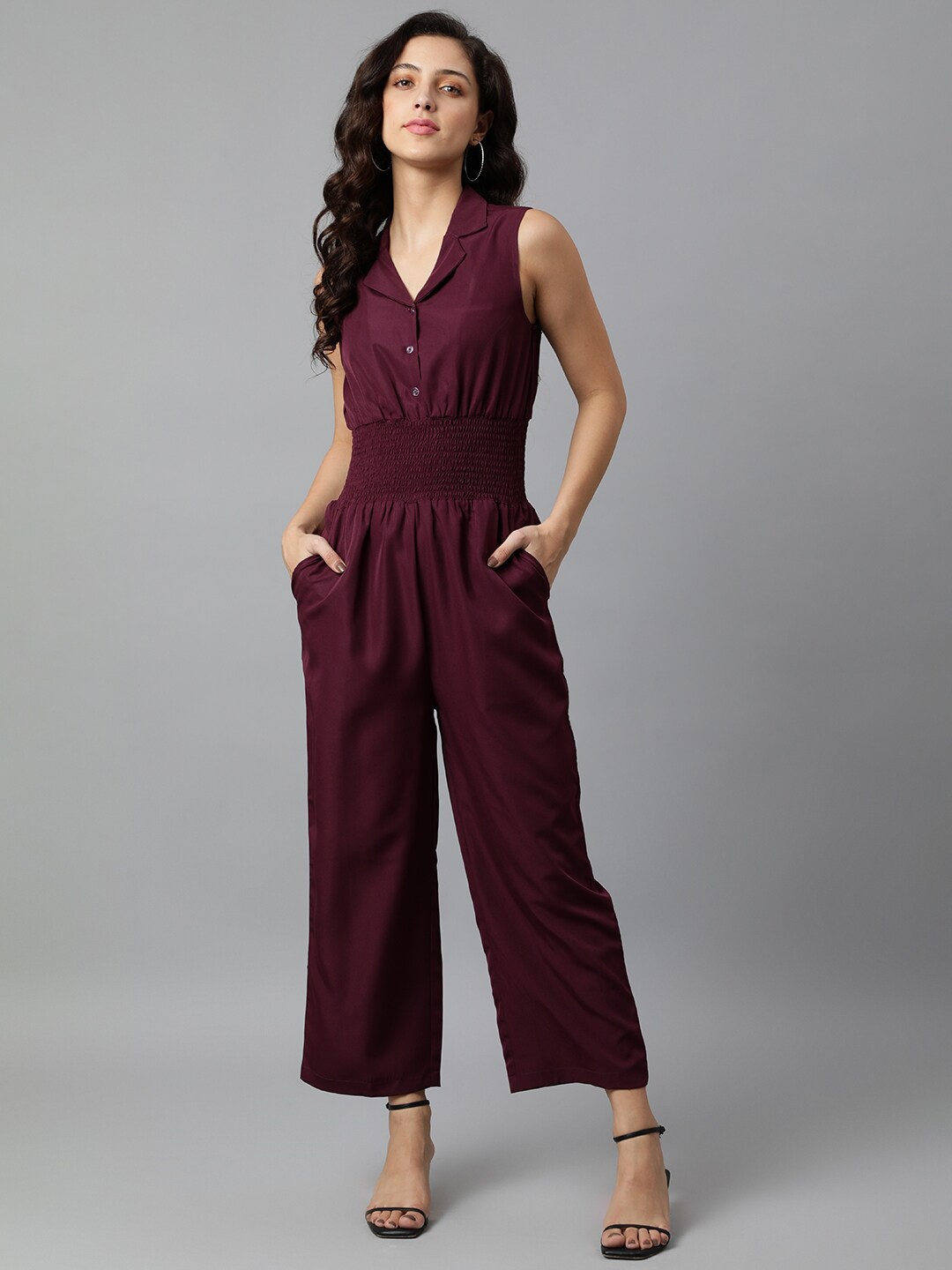 

DEEBACO Maroon Culotte Jumpsuit