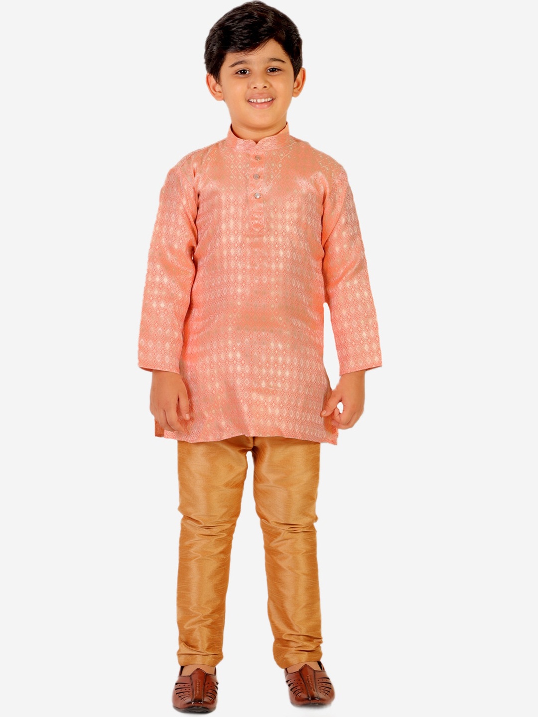 

Pro-Ethic STYLE DEVELOPER Boys Ethnic Motifs Printed Kurta with Churidar, Peach