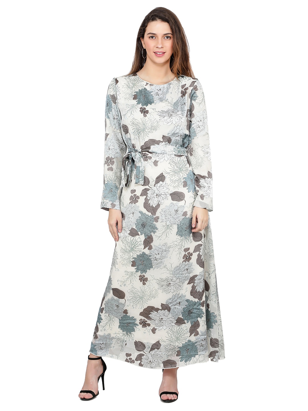 

TSM Grey Floral Satin Maxi Dress