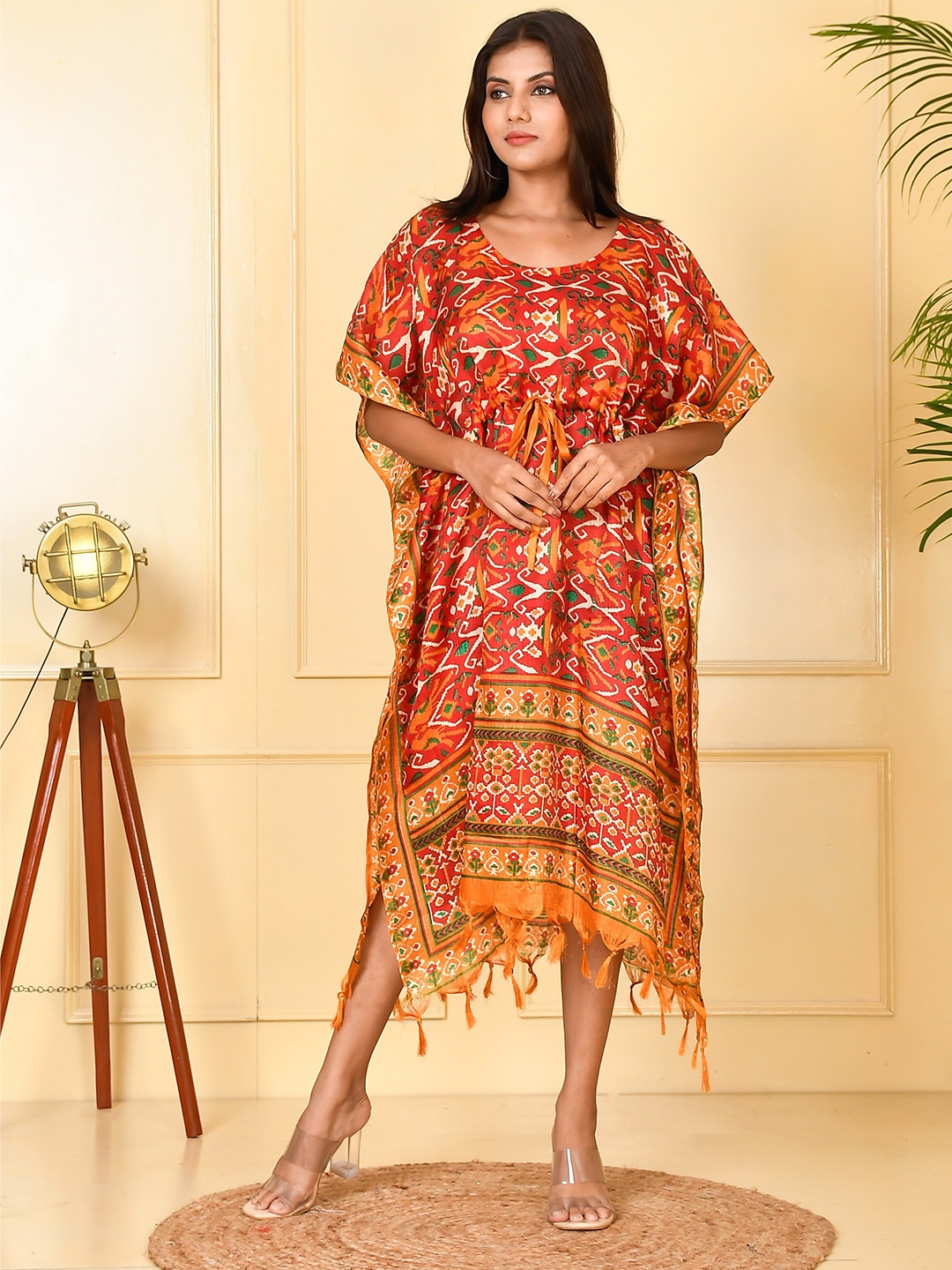 

Kesarya Orange Kaftan Midi Dress