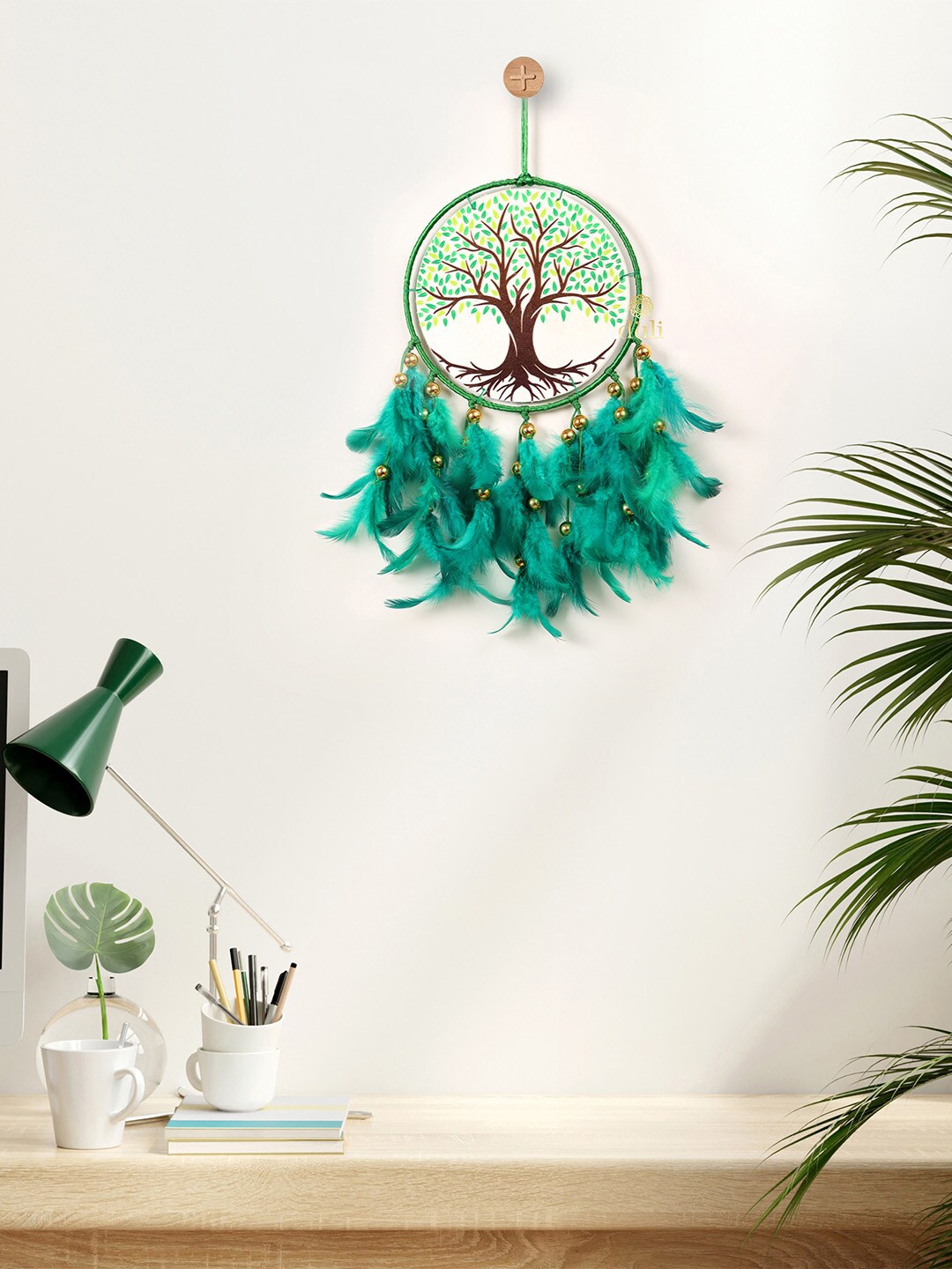 

DULI Dream catcher Hanging with Tree of Life & Feathers, Green