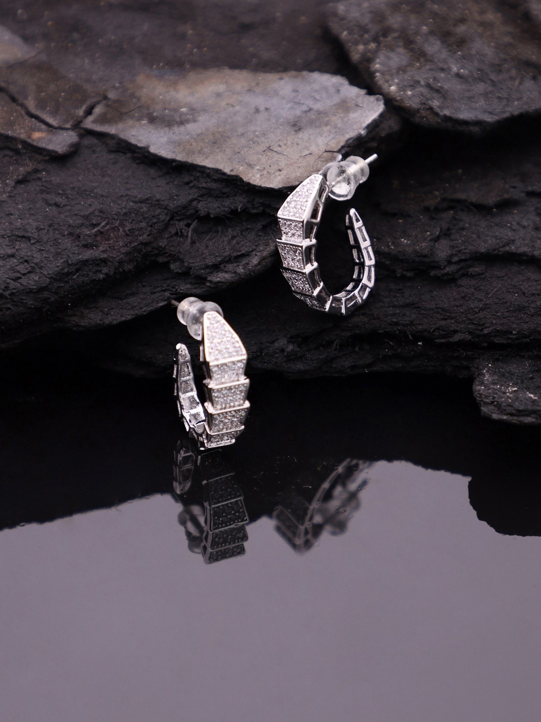 

anore 18K Gold Plated AAA+ Zircon Inlaid Silver Classic Studs Earrings