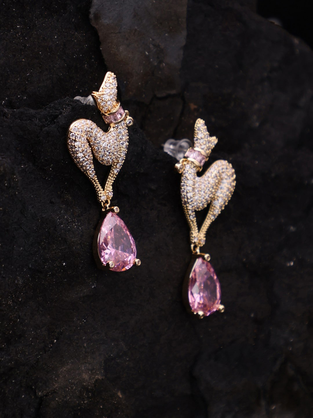 

anore 18K Gold Plated AAA+ Zircon Inlaid Silver Classic Drop Earrings