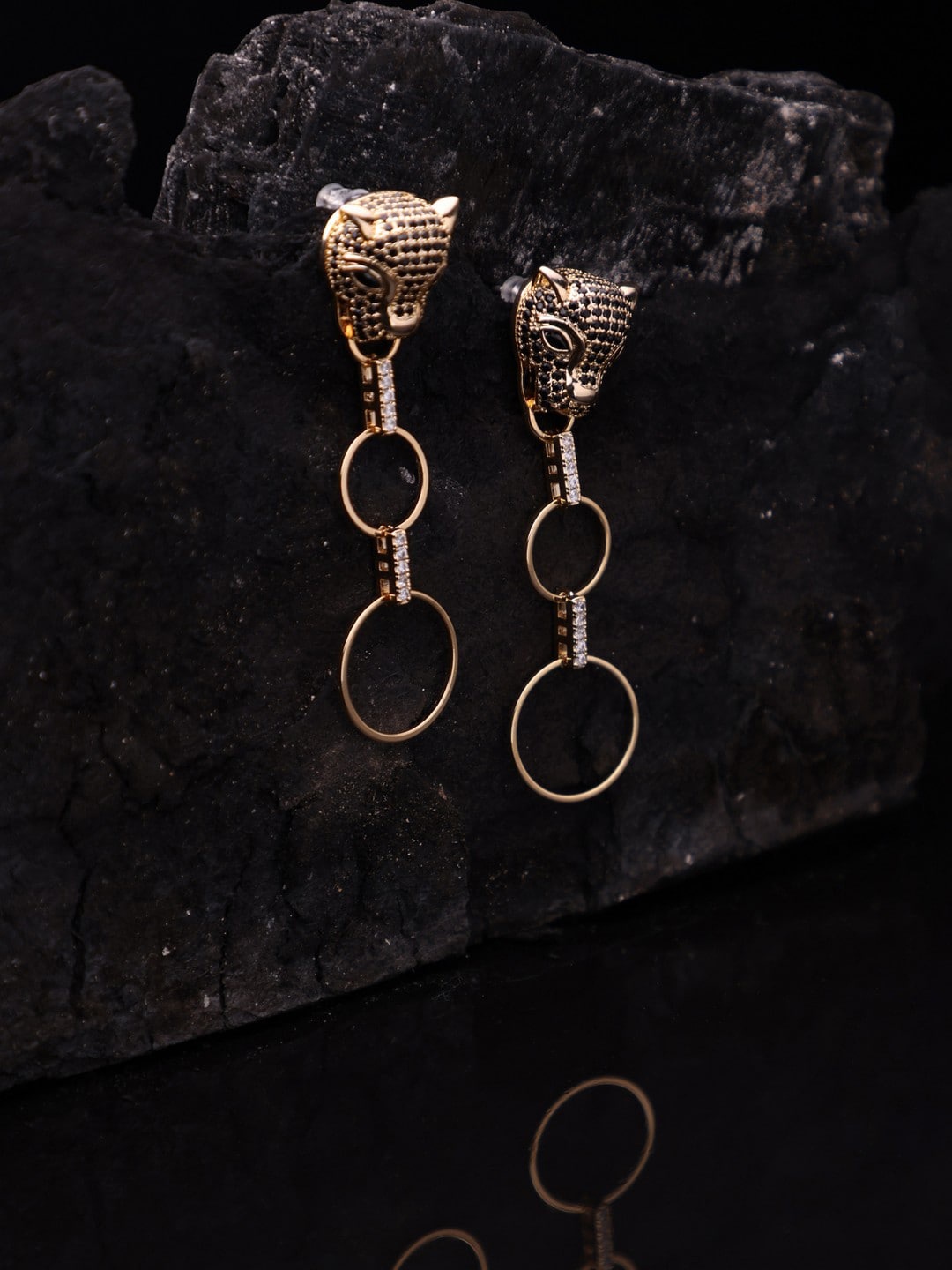 

anore 18K Gold Plated AAA+ Zircon Inlaid Silver Handcrafted Drop Earrings