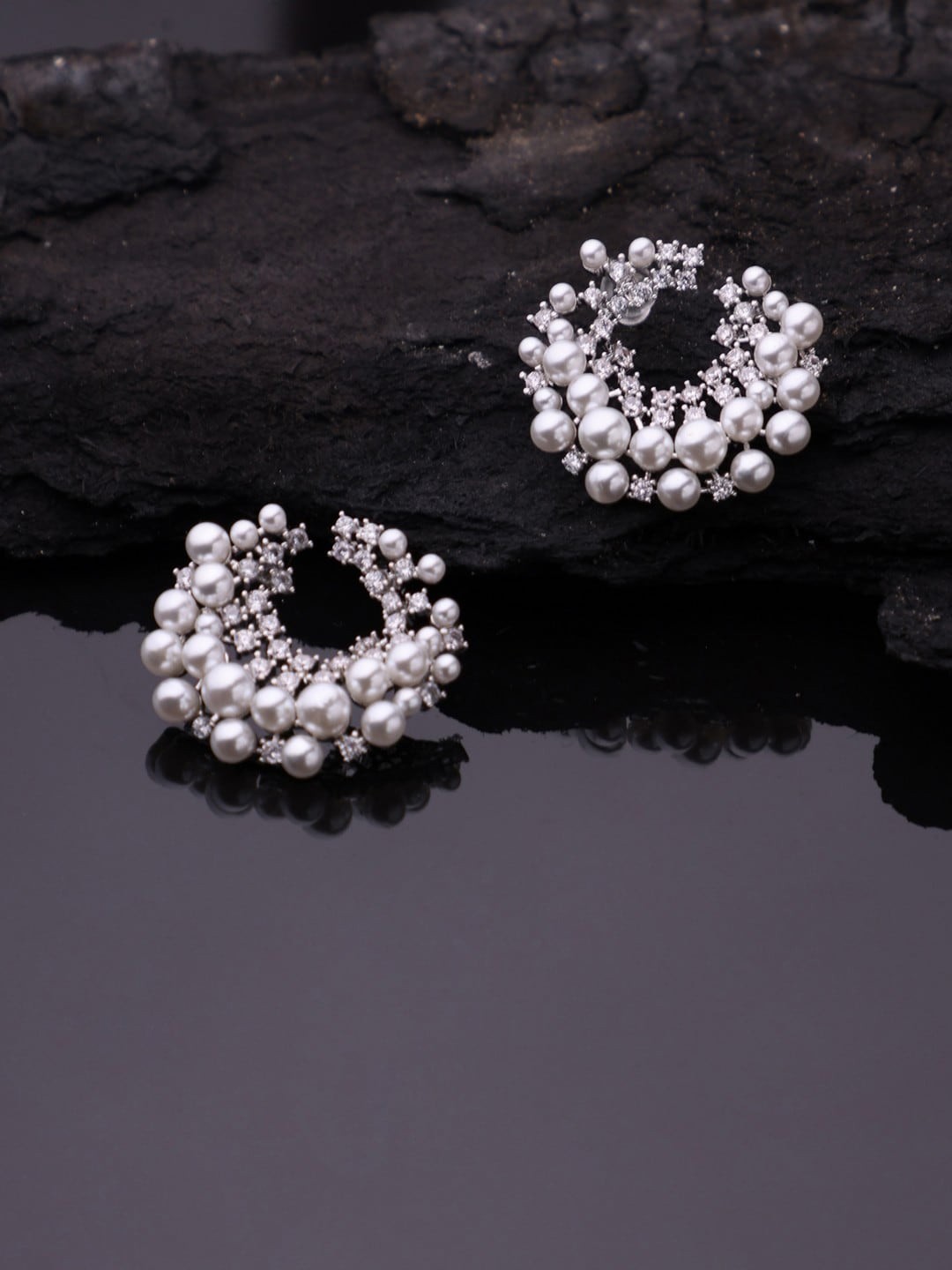 

anore 18K Gold Plated AAA+ Zircon Inlaid Silver Studs Earrings