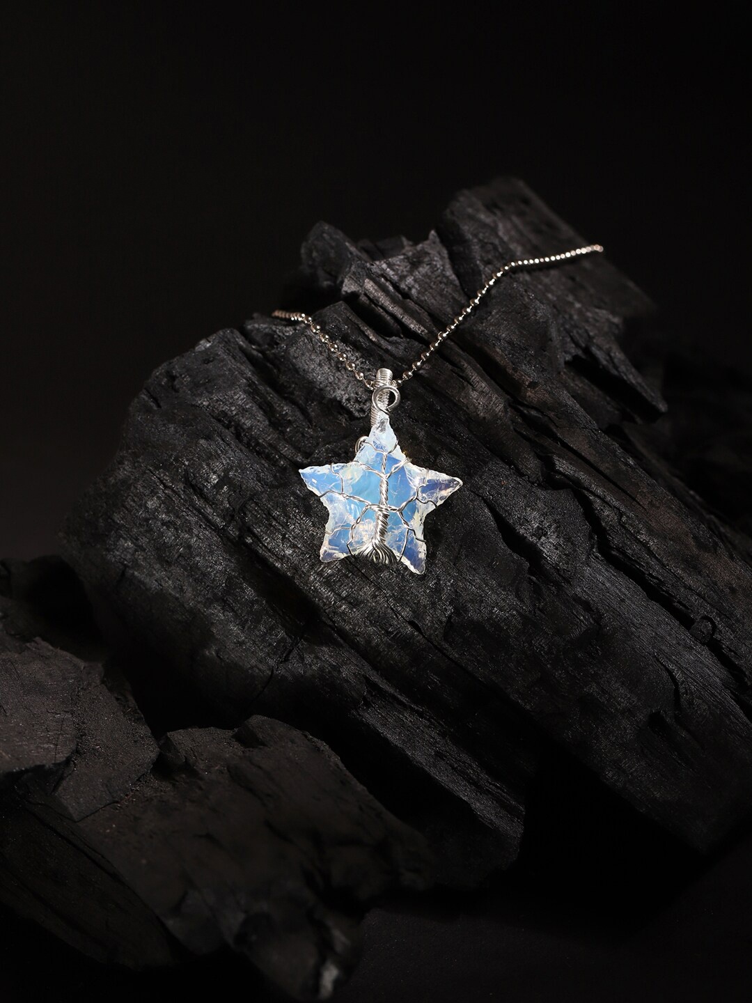 

Ruby Raang Women Silver-Toned & Blue Silver-Plated Handcrafted Chain