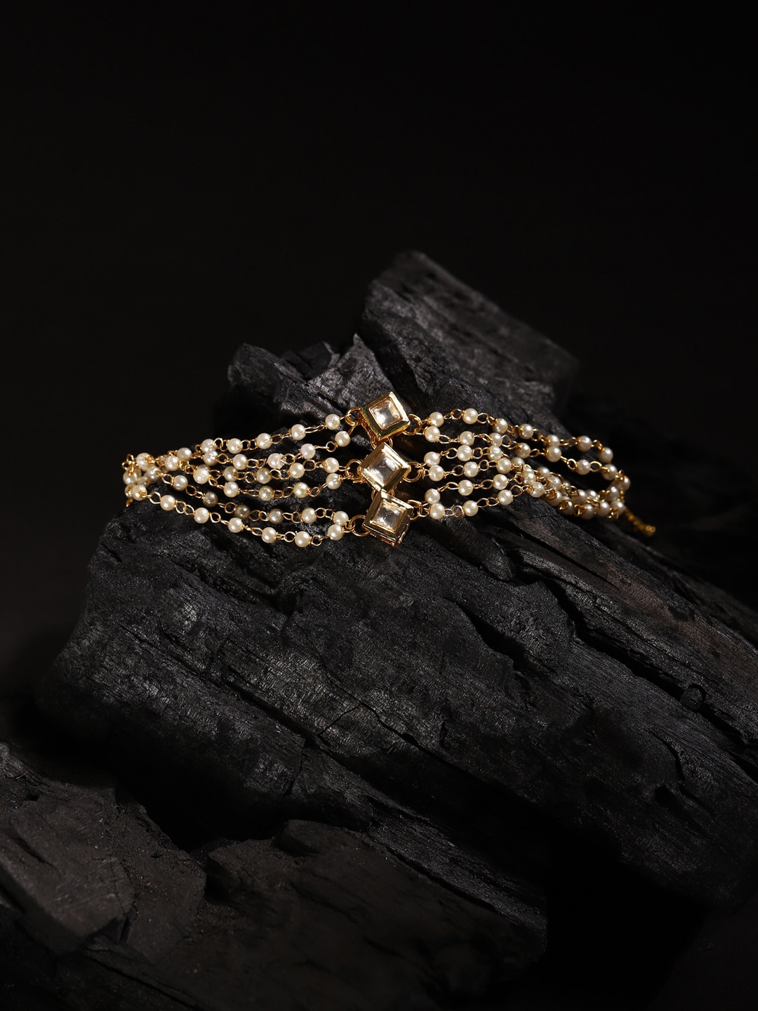 

Ruby Raang Women White Bracelet, Gold