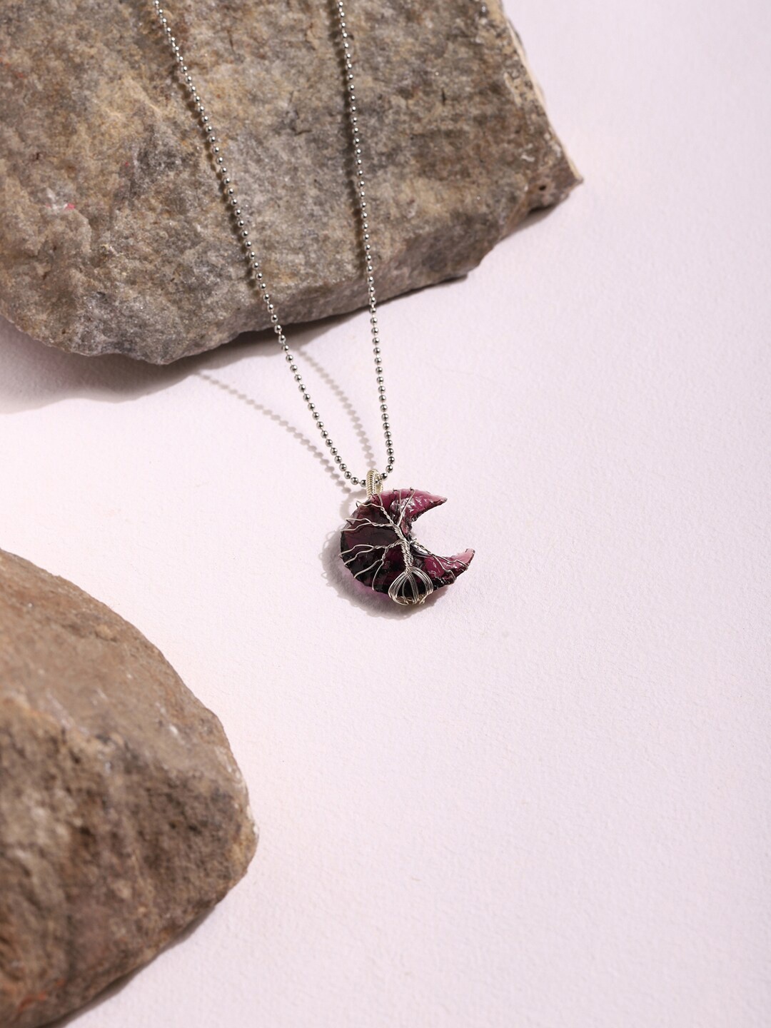 

Ruby Raang Women Silver-Toned & Purple Silver-Plated Handcrafted Chain