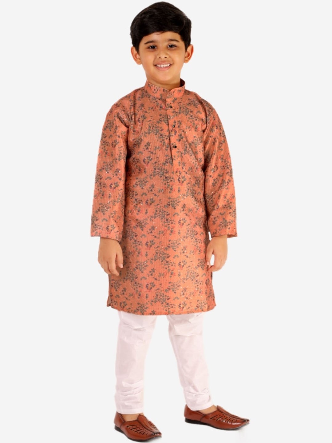 

Pro-Ethic STYLE DEVELOPER Boys Ethnic Motifs Printed Pure Silk Kurta with Pyjamas, Pink
