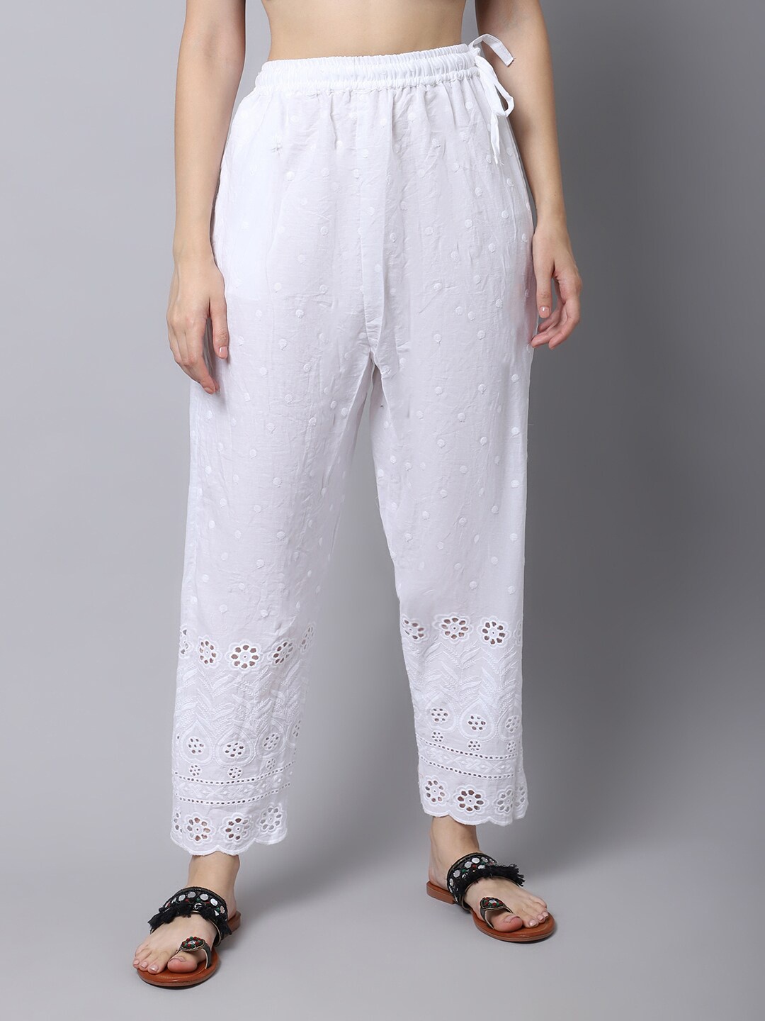 

TAG 7 Women Floral Palazzos, White