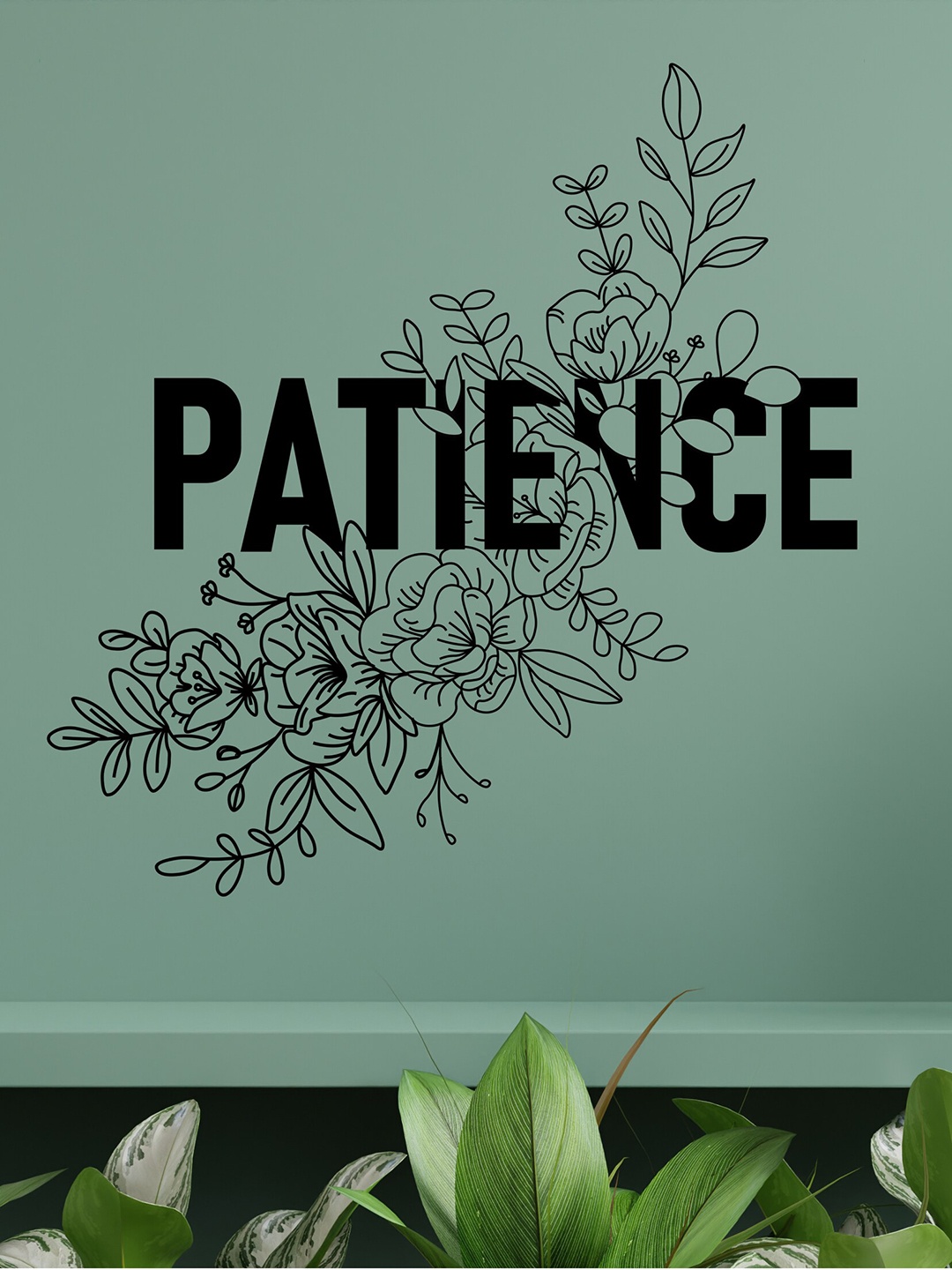 

RANGOLI Black Patience Floral Printed Wall Stickers