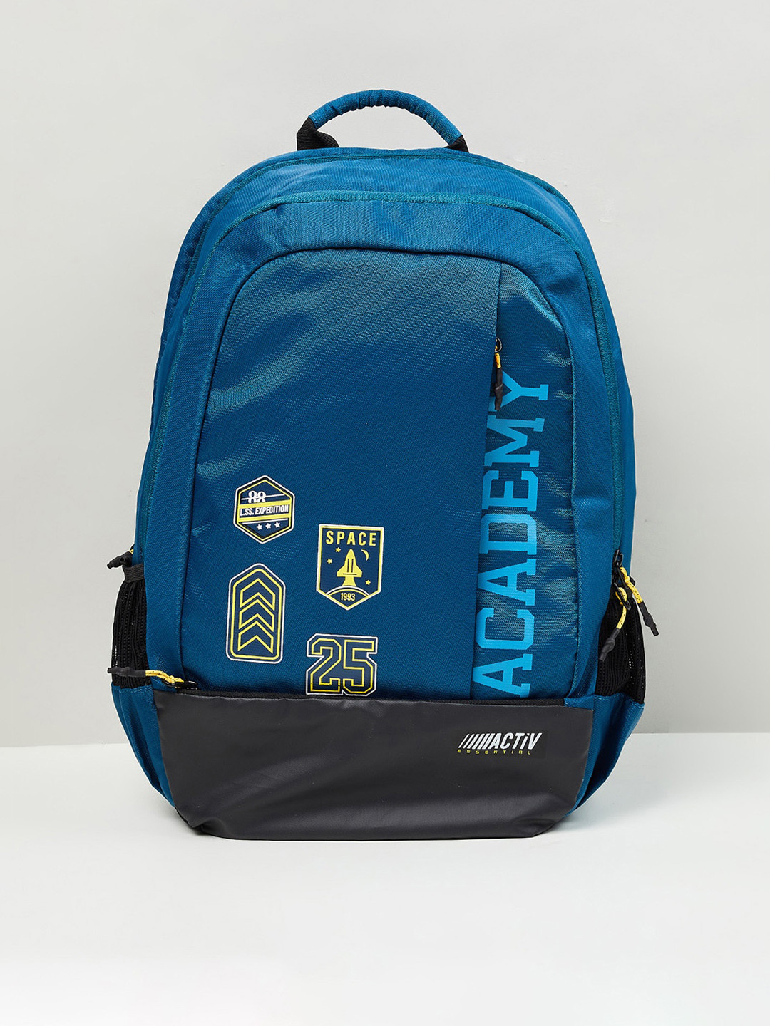 

max Men Blue & Black Typography Printed Backpack