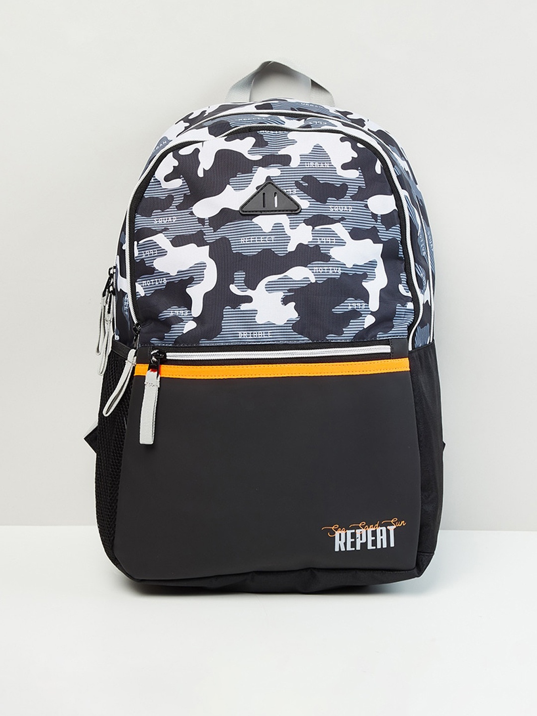

max Men Black & White Printed Backpack