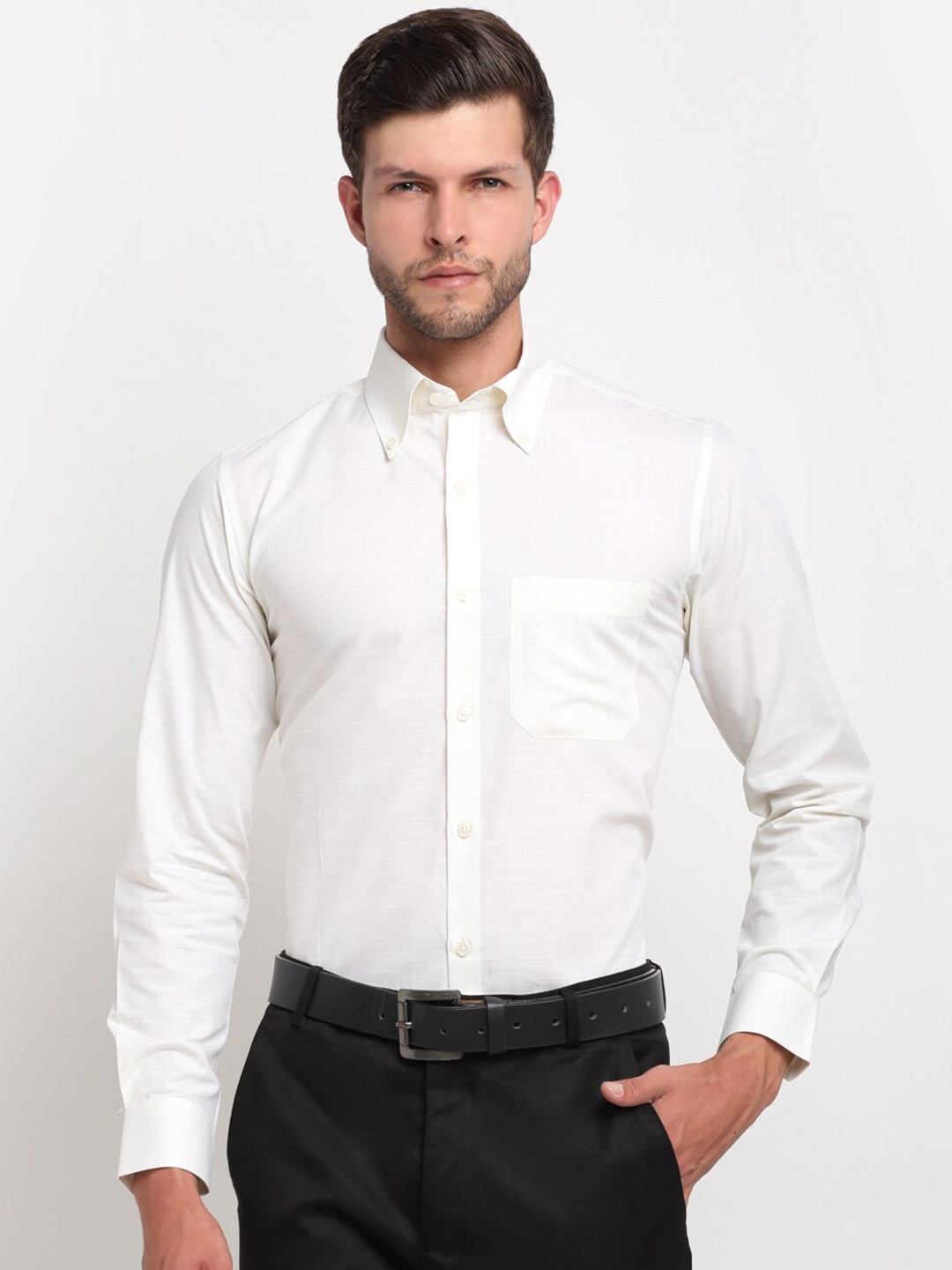

FINNOY Men White Egyptian Giza Cotton Formal Shirt