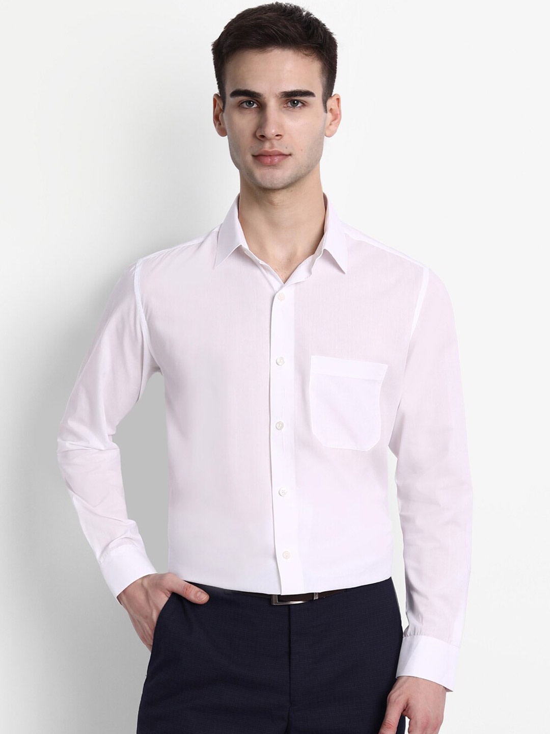 

FINNOY Men White Slim Fit Egyptian Giza Cotton Casual Shirt