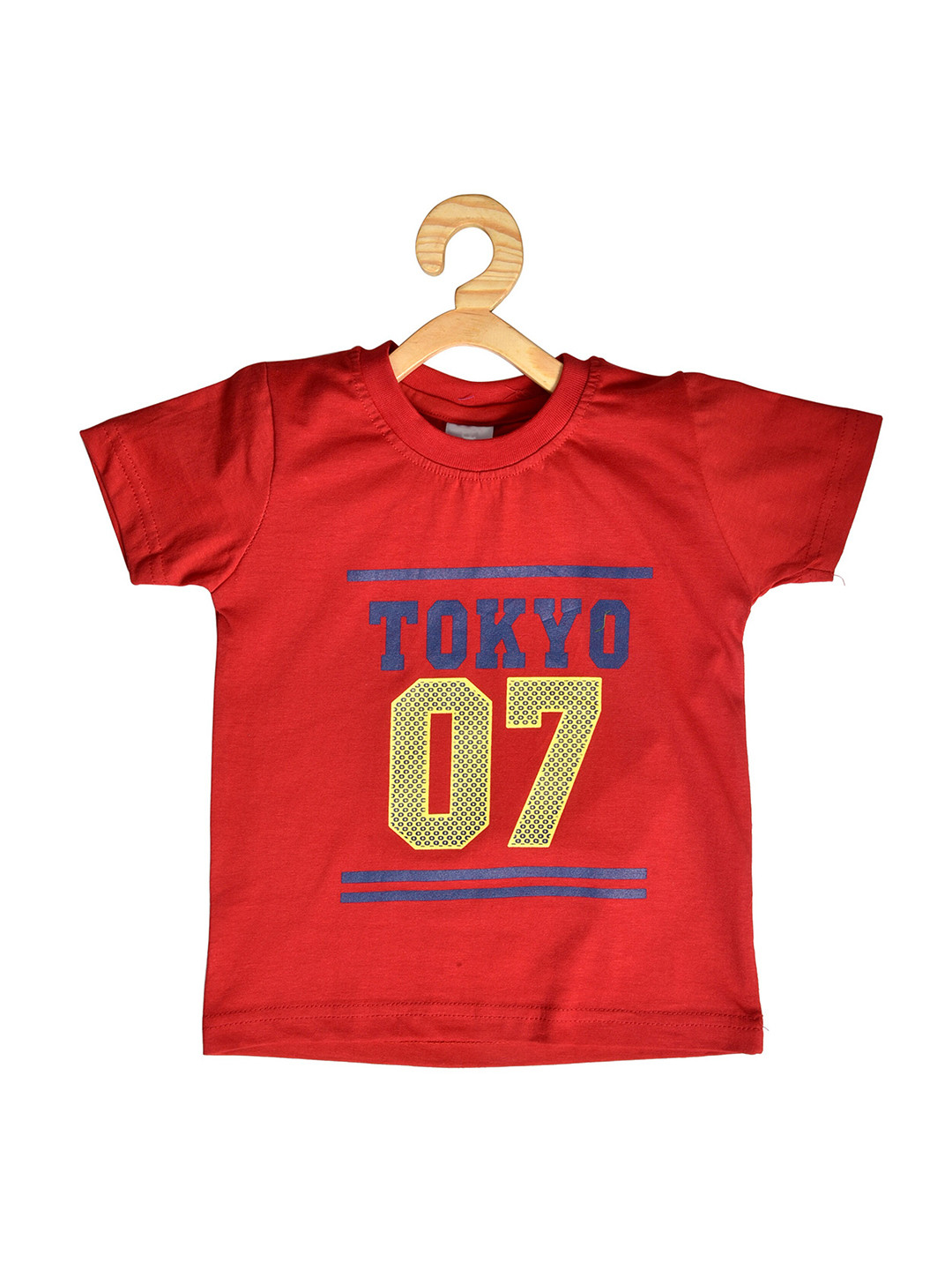 

POMY & JINNY Boys Red Typography Printed Slim Fit Cotton T-shirt