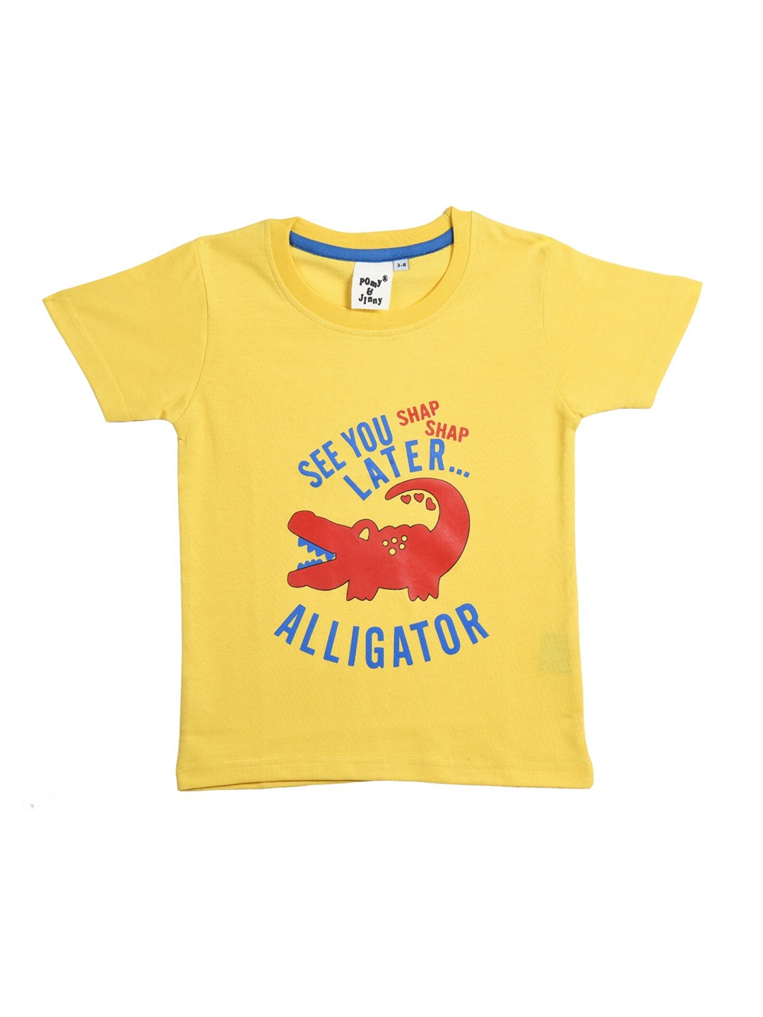 

POMY & JINNY Boys Yellow Printed Slim Fit T-shirt