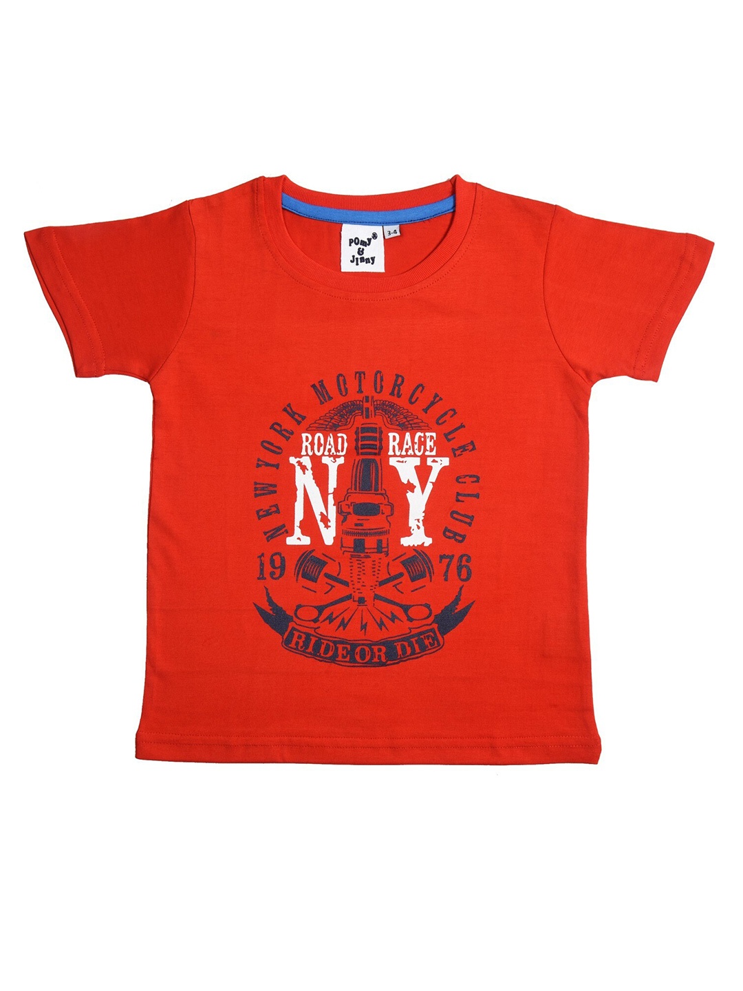 

POMY & JINNY Boys Red Typography Printed Slim Fit T-shirt