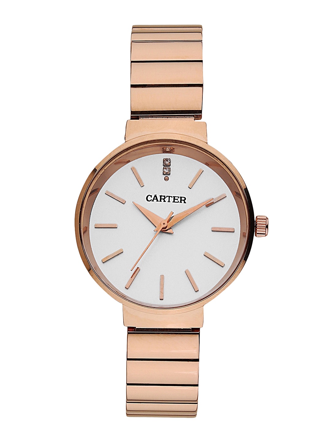 

Sandy D Carter Women White Brass Dial & Rose Gold Toned Bracelet Style Straps Analogue Watch SDC-34-WH