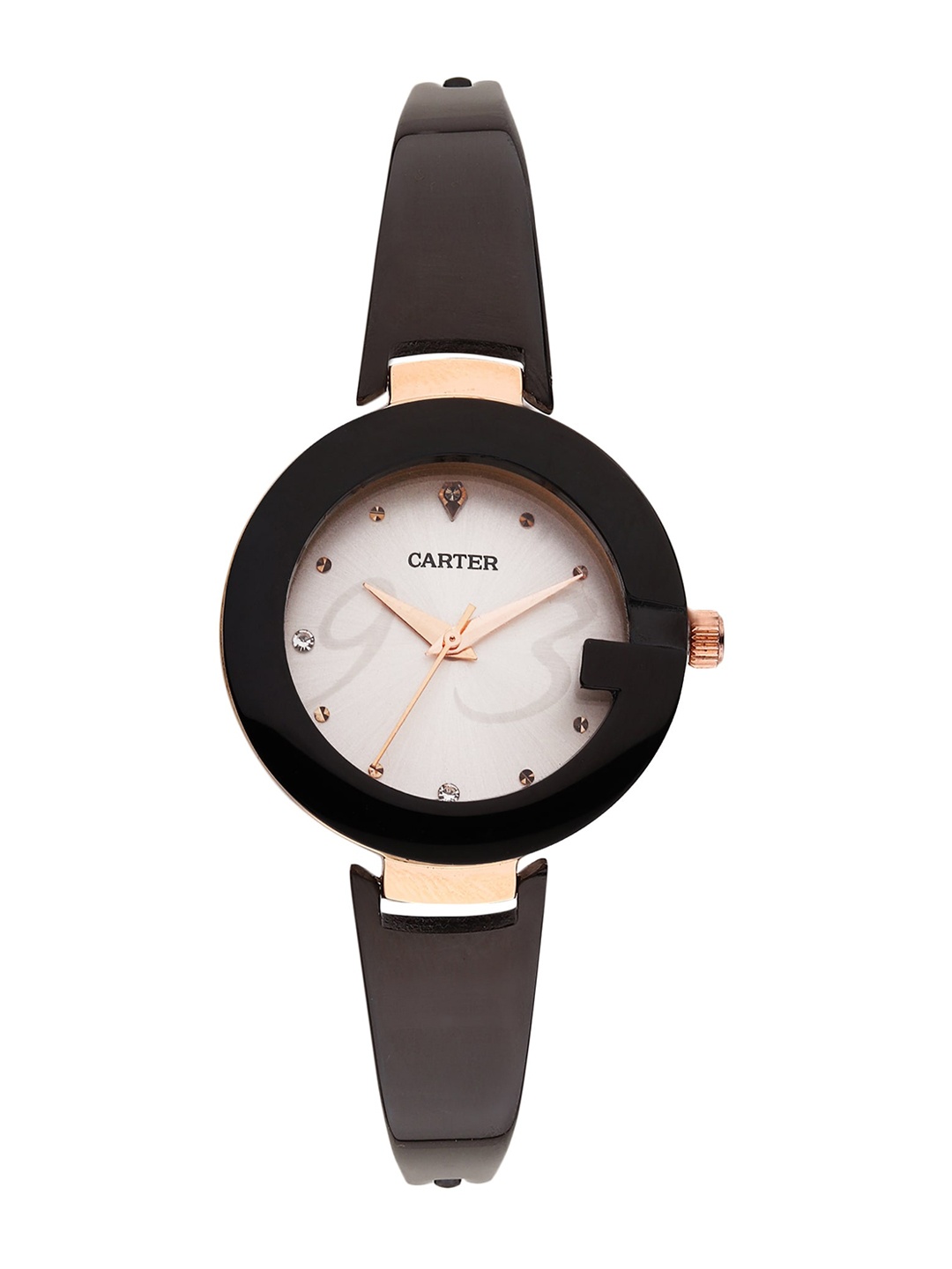 

Sandy D Carter Women White Brass Dial & Black Bracelet Style Straps Analogue Watch SDC-36-WH