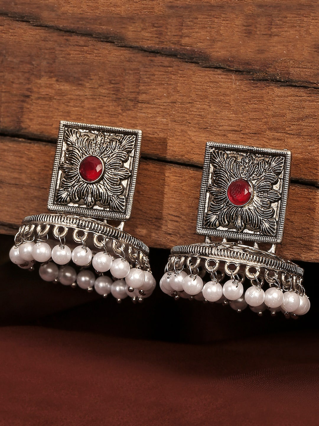 

OOMPH Women Square Drop Earrings, Silver