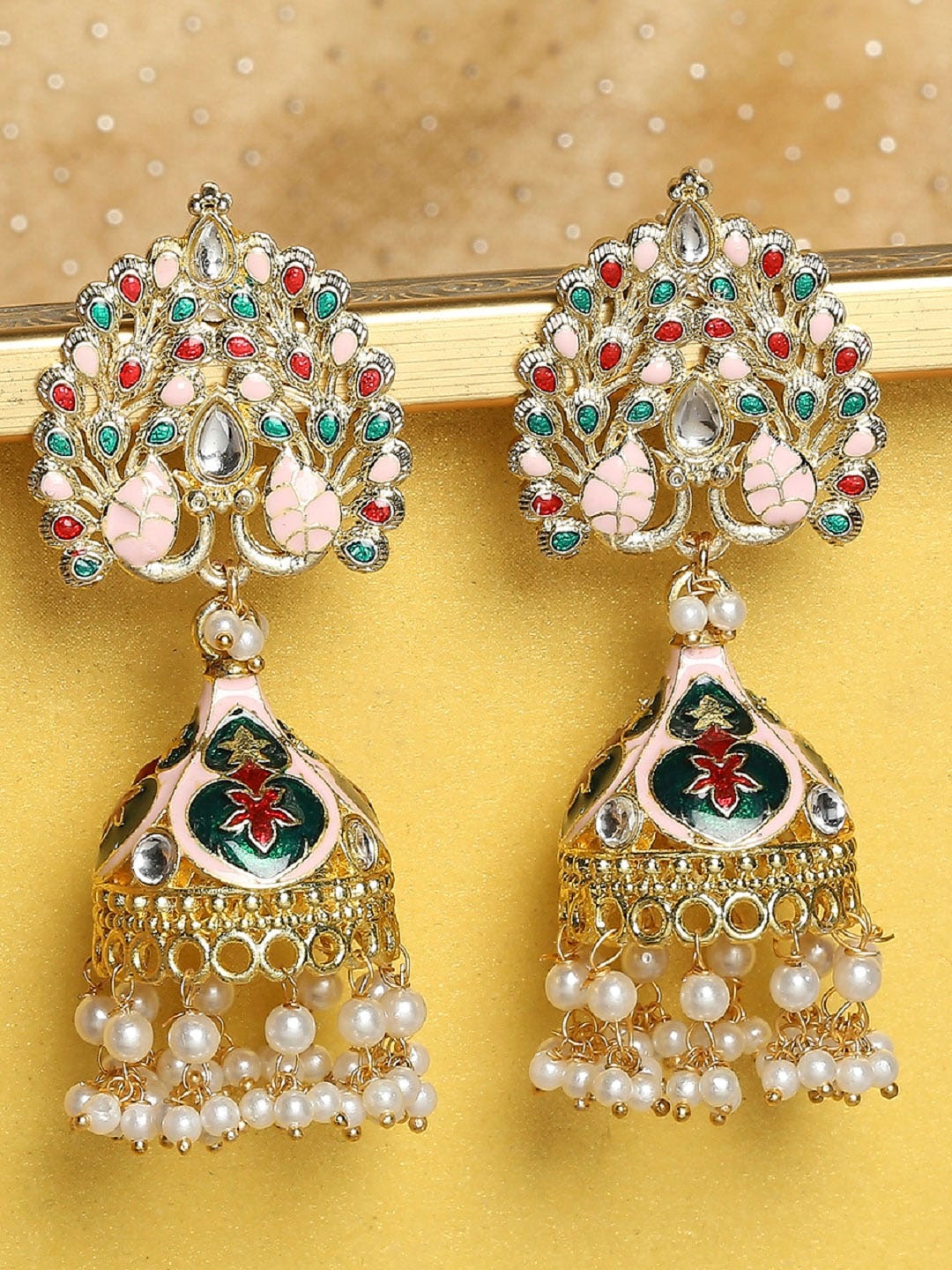 

OOMPH Women Dome Shaped Jhumkas Earrings, Gold