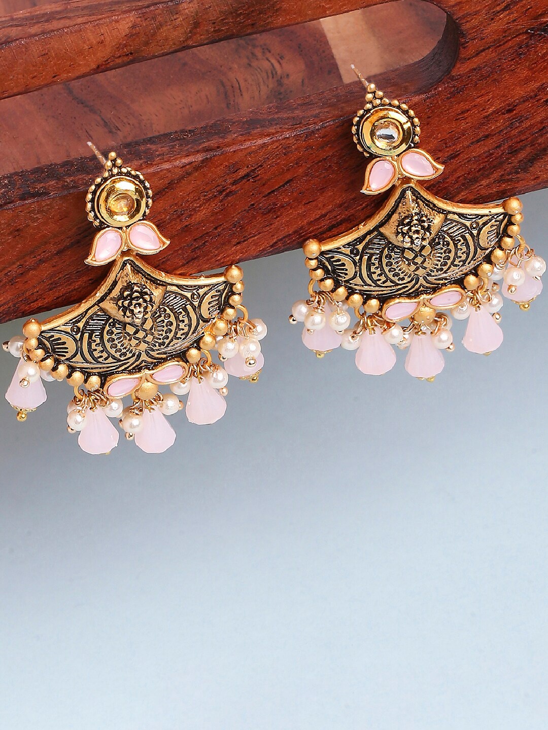 

OOMPH Women Crescent Shaped Drop Earrings, Gold