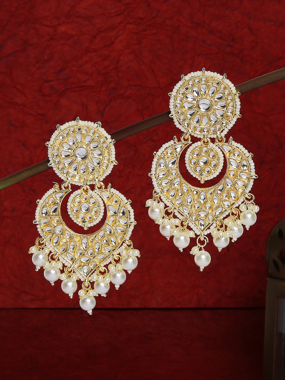 

OOMPH Gold-Toned Heart Shaped Chandbalis Earrings