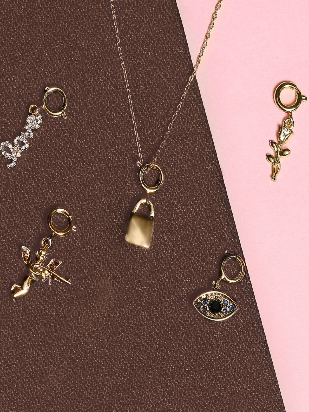 

OOMPH Set Of 5 Gold-Toned Angel Charm Pendant