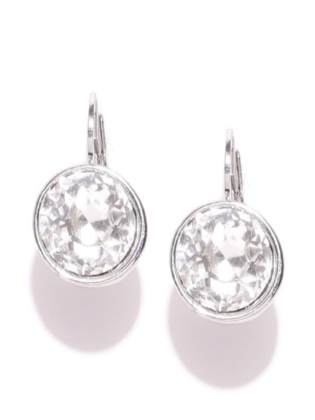 

OOMPH Silver-Toned Cubic Zirconia Circular Drop Earrings