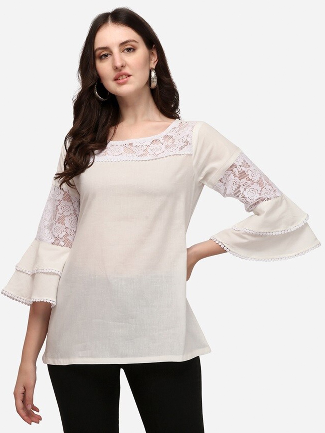 

Prettify Women White Floral Embroidered Top