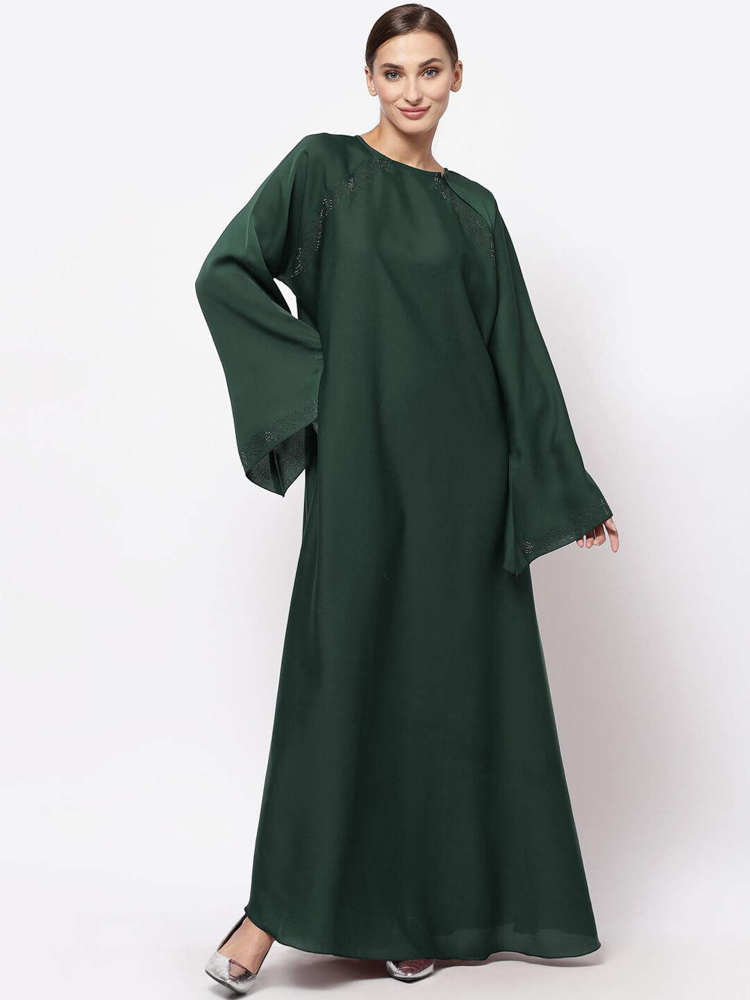 

KLOTTHE Women Green Embellished Burqa With Scarf