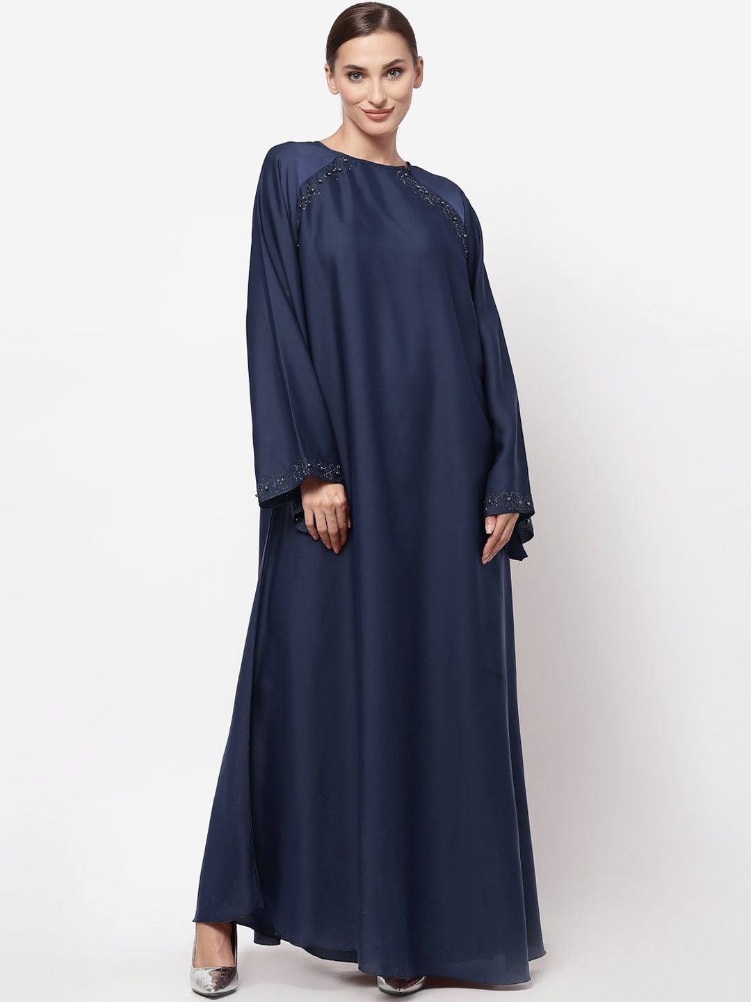 

KLOTTHE Women Blue Embellished Burqa With Scarf
