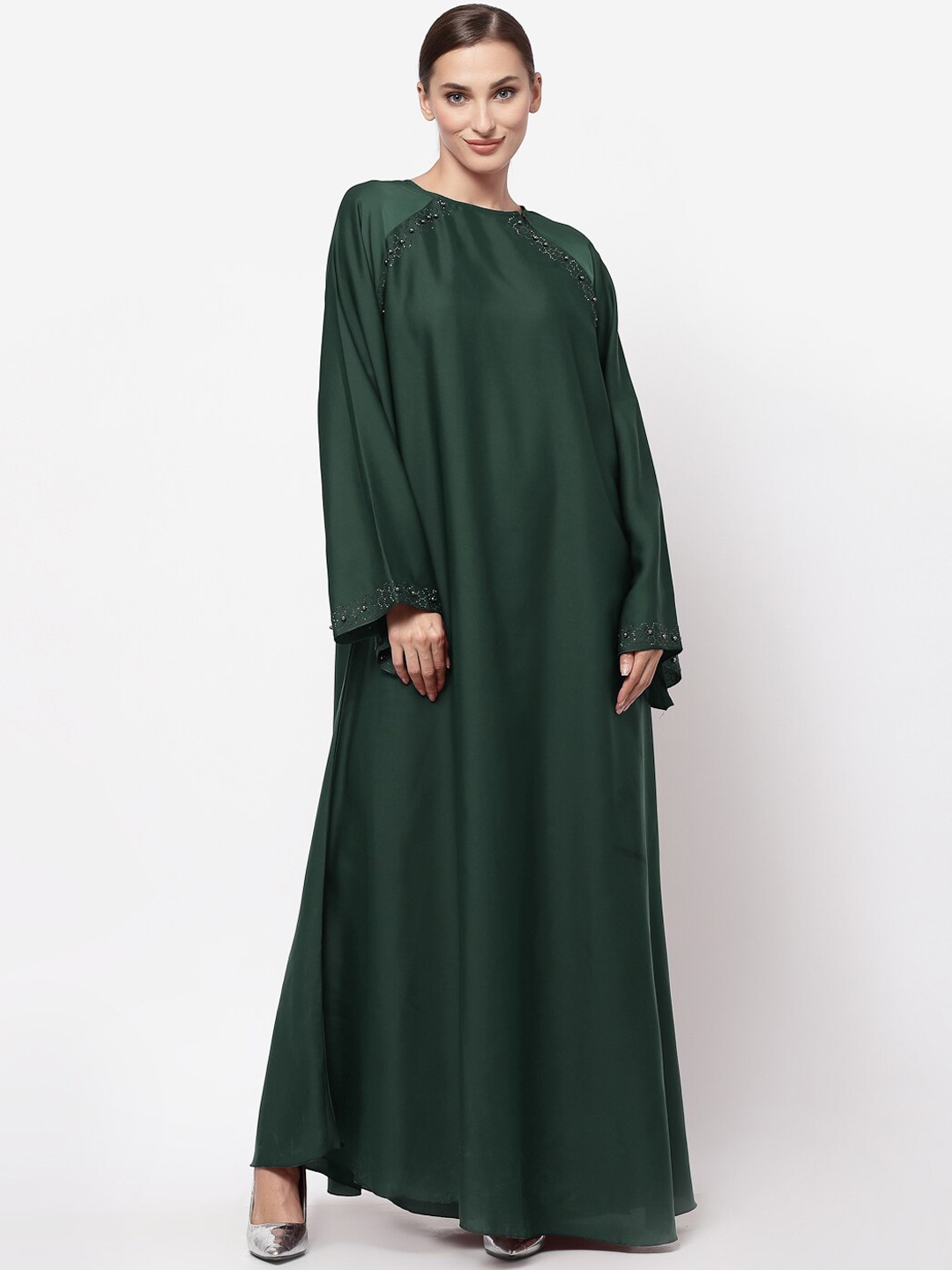 

KLOTTHE Women Green Embellished Burqa With Scarves
