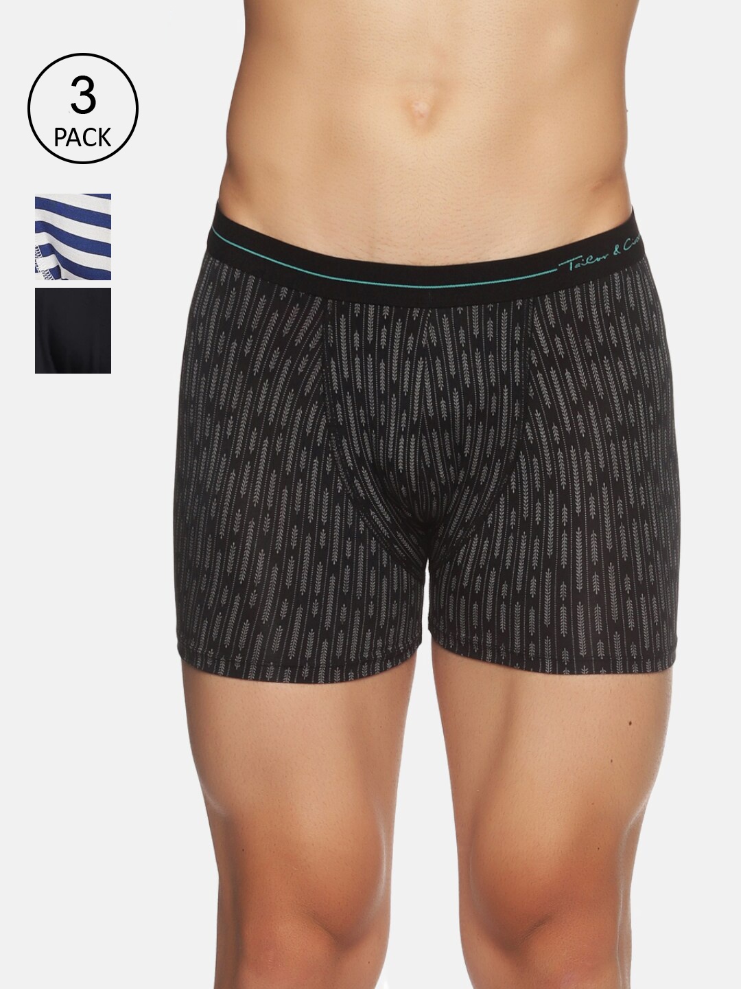 

Tailor & Circus Men Pack Of 3 Printed Anti-Bacterial Trunks BB_3PK_AR_NA_ON, Black