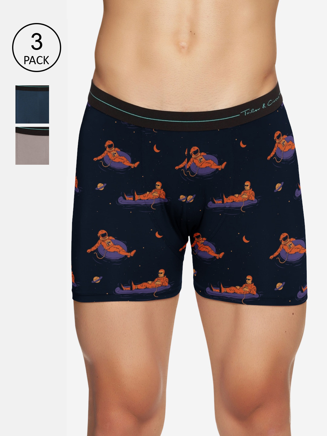 

Tailor & Circus Men Pack Of 3 Printed Anti-Bacterial Trunk BB_3PK_LC_BC_GM, Navy blue