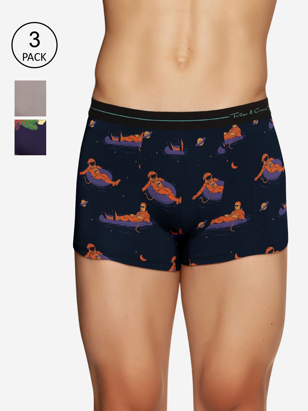

Tailor & Circus Men Pack Of 3 Printed Anti-Bacterial Trunk TR_3PK_LC_MC_GM, Navy blue